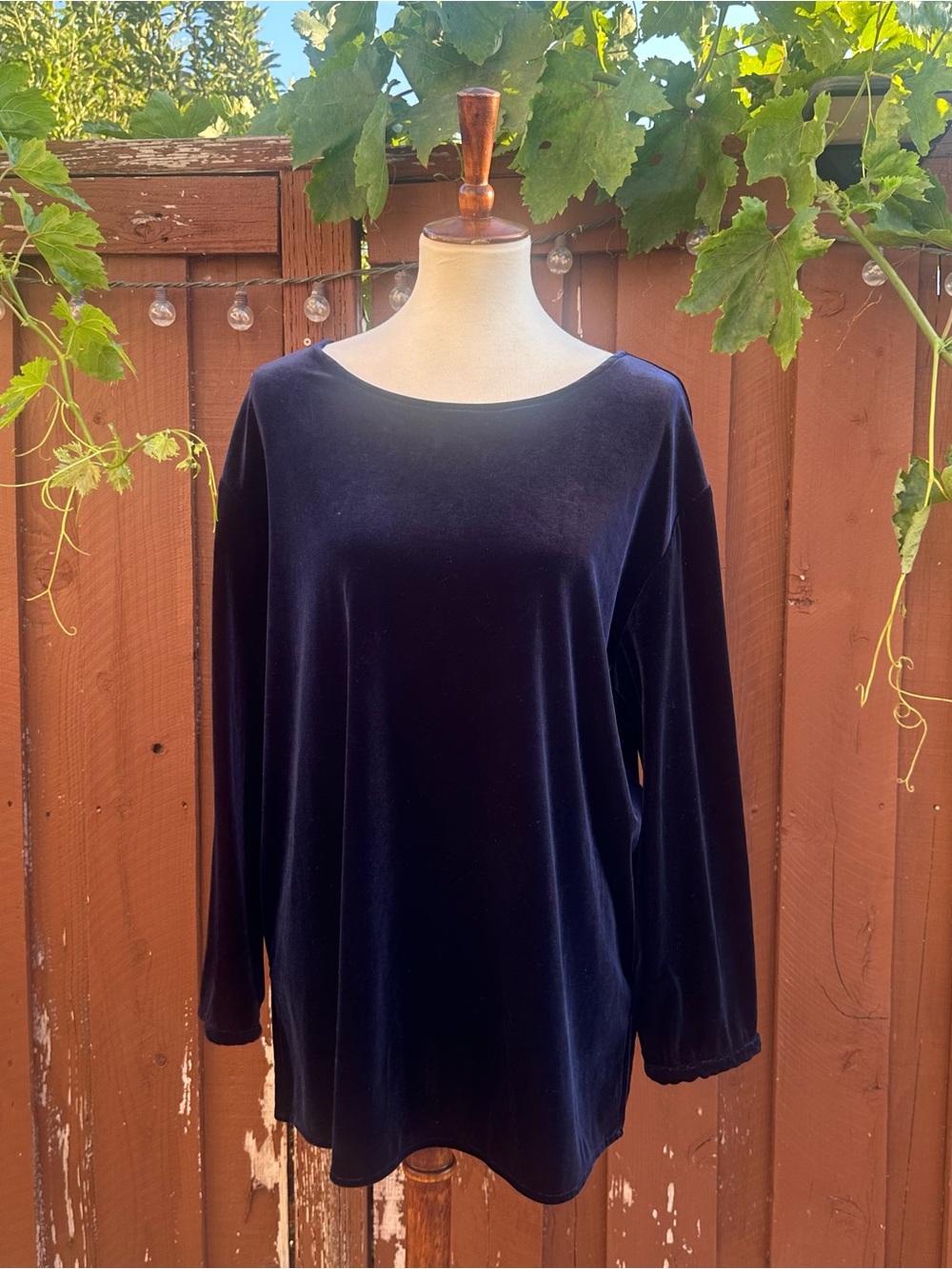 Vintage New Look Navy Velvet Boatneck Blouses
